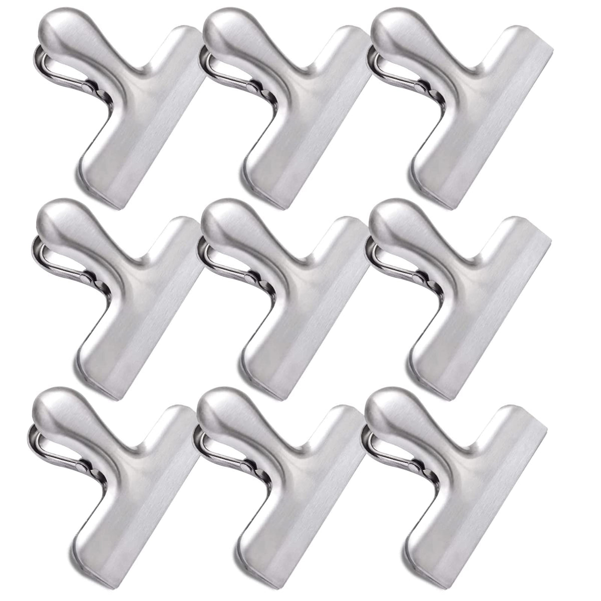 6 Pack Bag Clips, Stainless Steel Chip Clip, Black Chip Clips Bag Clips Food Clips, Bag Clips for Food, Heavy Duty Air Tight Seal Kitchen Clips Snack Clips Food Bag Clamp Clips