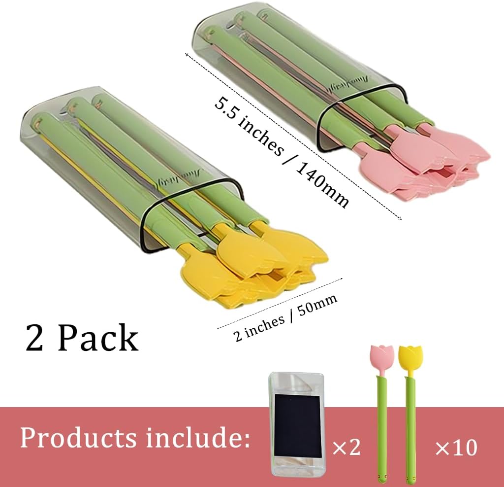 Ouliget Magnetic Refrigerator Sealing Clip,Cute Tulip Shaped Food Packages Clips，Chip Clips with Magnet Storage Box Fridge Magnets, Food Freshness Bag Clip Kitchen Accessories,2 Pieces of 10