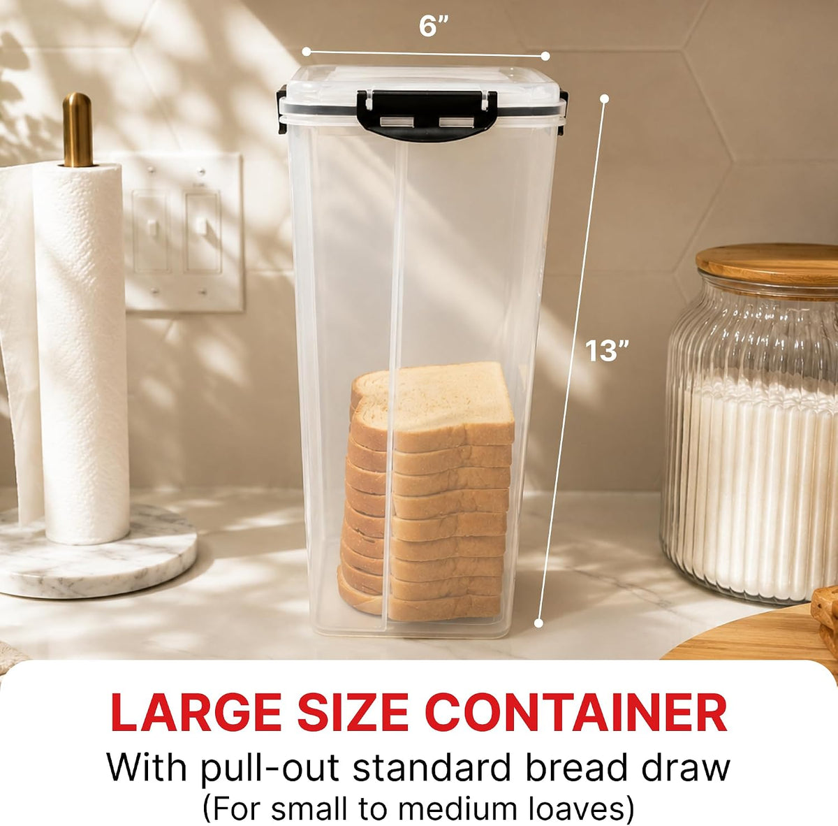 Tafura Bread Box with Tray, Airtight BPA-Free Bread Storage Container