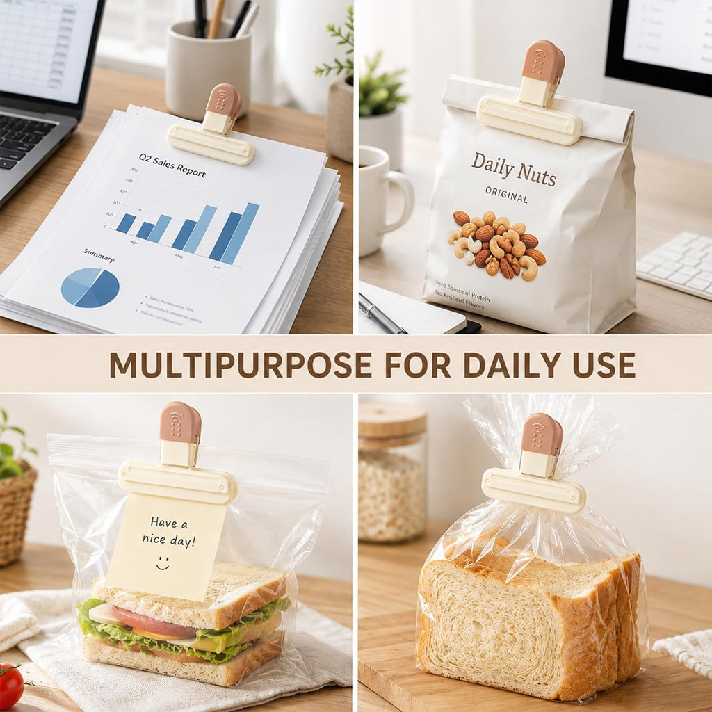 5 Pack Small Chip Bag Clips, Heavy Duty Food Storage Sealer with Strong Grip, Mini Snack Holder for Nuts, Candy, Coffee and Kitchen Storage, Reusable Plastic Clamp