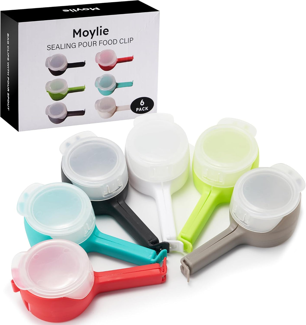 Bag Clips for Food Storage Sealing Clips with Pour Spouts Food Sealing Plastic Great for All Food or Cat/Dog Food Storage and Organization（6 Pack）