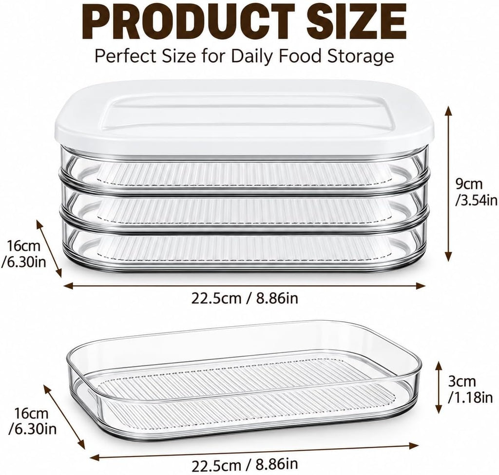 6 Pcs Deli Meat Container for Fridge with 2 Lids, Stackable Bacon & Cheese Storage Boxes for Lunch Meat, Cold Cuts, Cheese, Salami
