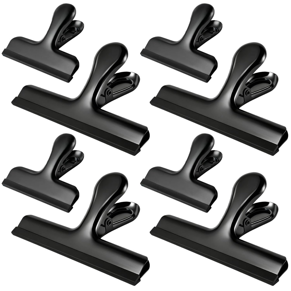 HOUSE AGAIN 6 Pack Stainless Steel Chip Bag Clips Covered with Colorful Silicone - NO More Sharp Edges - Color Coded for Food Bags - Air Tight Seal, Heavy Duty for Kitchen and Office, 5 Inches-Silver