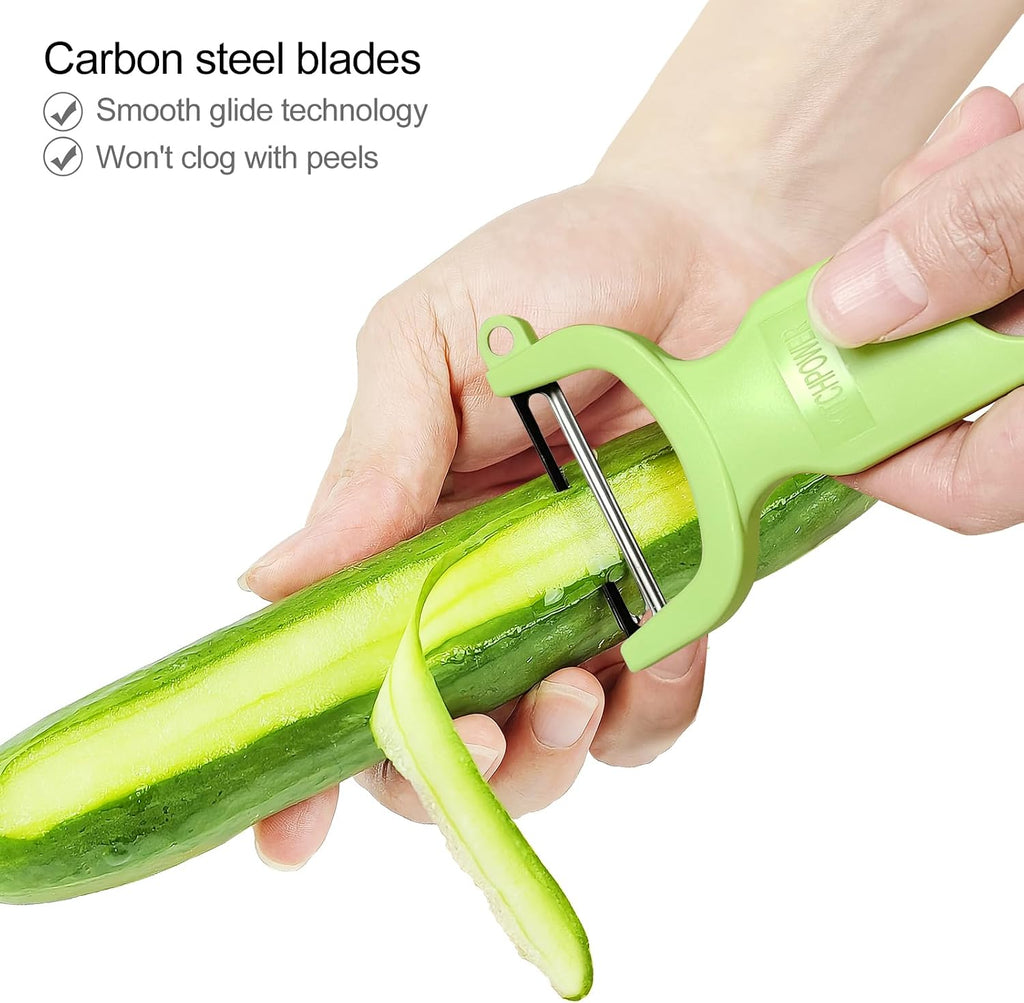 Original Vegetable Fruit Peeler Carbon Steel Blade 3 Pack Red/Green/Yellow…