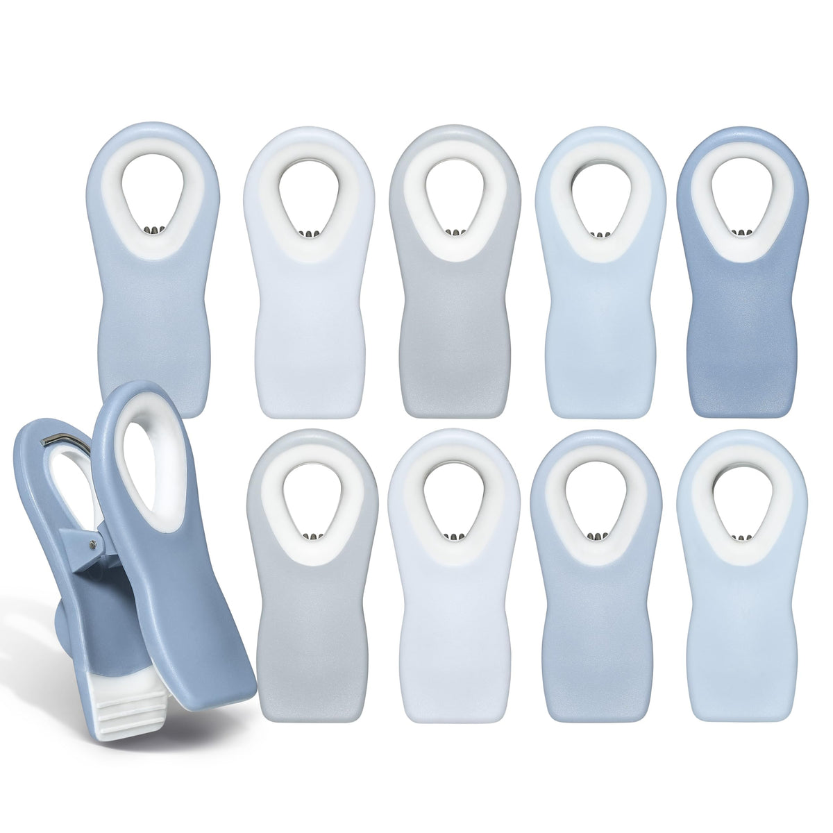 COOK WITH COLOR Bag Clips with Magnet- Food, Chip, Bag Clips for Food Storage with Airtight Seal Grip for Bread, Snack and Food Bags (White, Pack of 10)