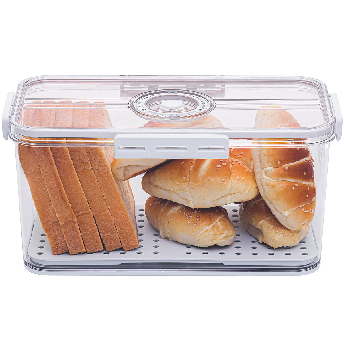 ANYPROLUS Bread Box for Homemade Bread Boxes for Kitchen Counter Airtight, Time Recording Bread Storage Container with Lid, Bread Containers Storage Airtight Loaf Bread Keeper, Grey