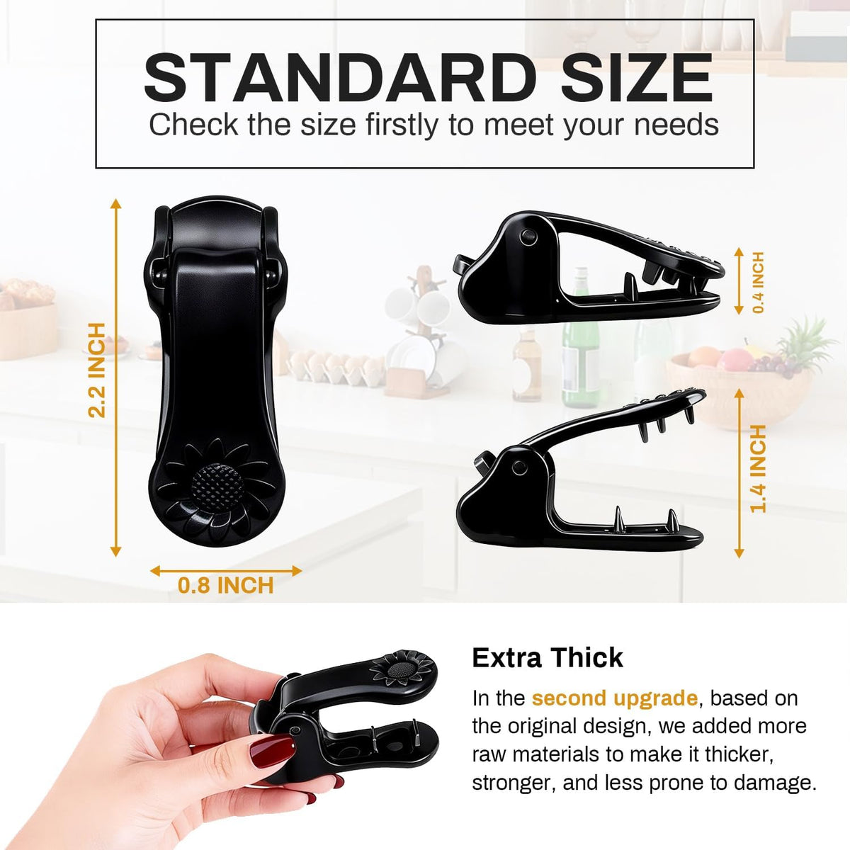 10 Pack Lockable Tight Clips, Thick Plastic Clip for Food Bags Sealing Storage, Heavy Duty Tight Strong Grip Clothes Pins for Chips, Snack, Kitchen, Sewing, Fabric, Socks, Blankets, ect