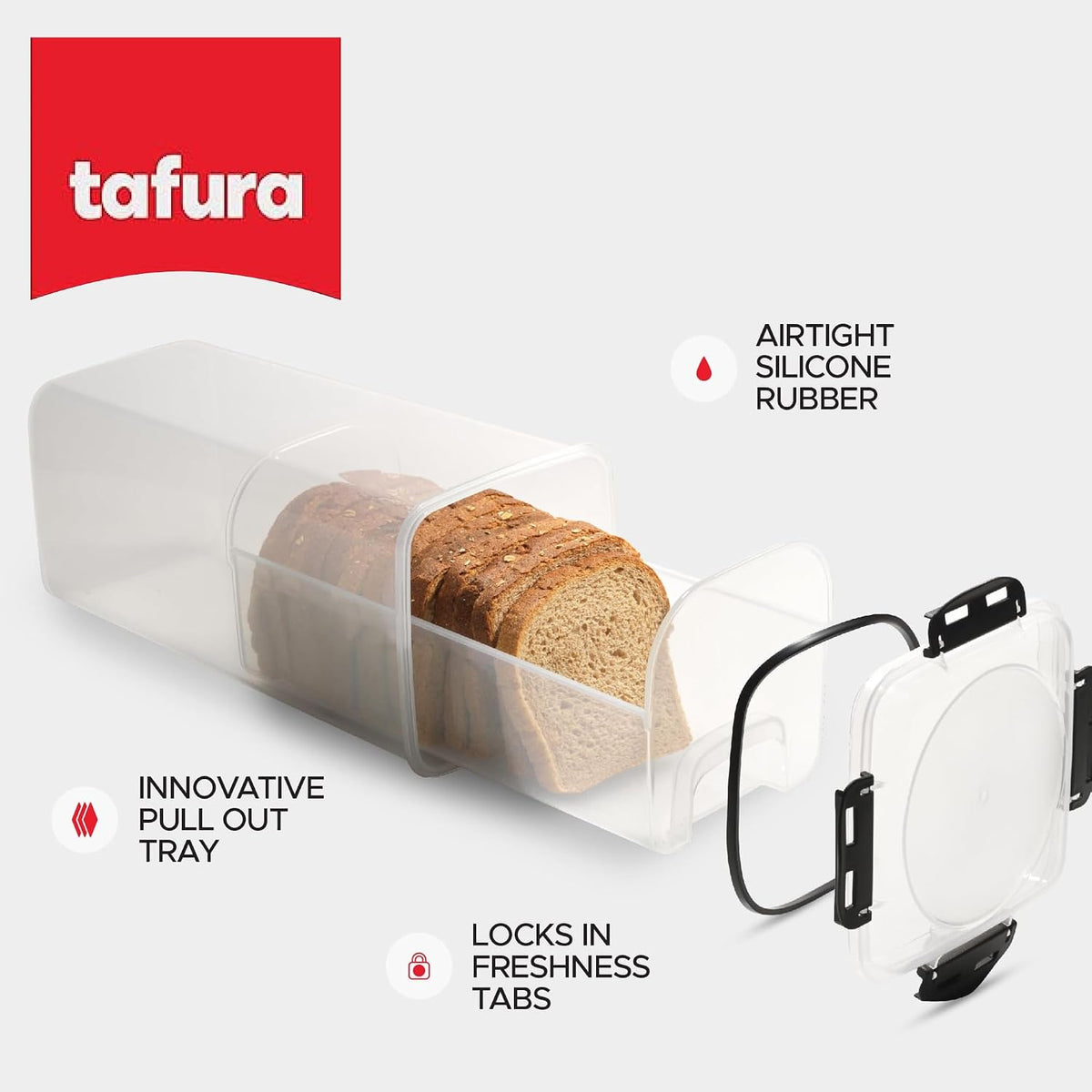Tafura Bread Box with Tray, Airtight BPA-Free Bread Storage Container