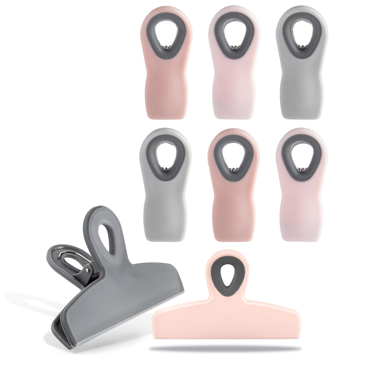 COOK WITH COLOR Bag Clips - Heavy Duty Chip Clip and Refrigerator Magnet Clips for Food Storage with Air Tight Seal Grip, Black, Pack of 4 Large Clips
