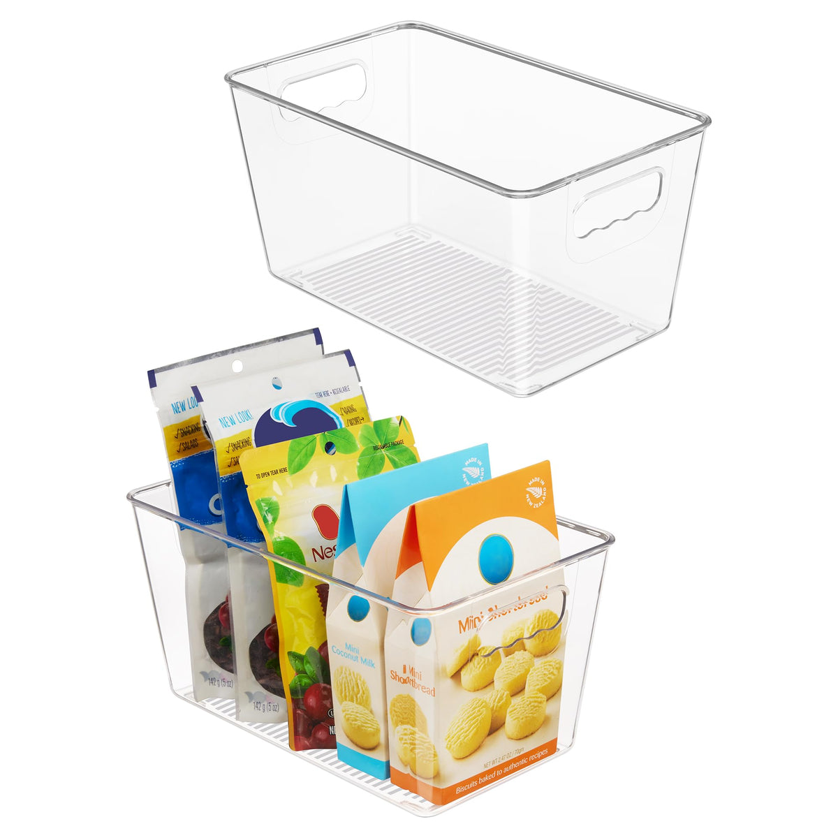 Vtopmart 6 Pack Clear Storage Bins, Pantry Storage Bins with Handle, Small