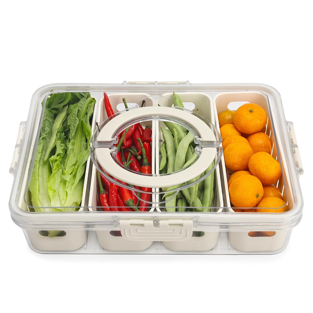 Salad Bar Containers for Fridge with Lid Handle, Fruit Storage Veggie Tray