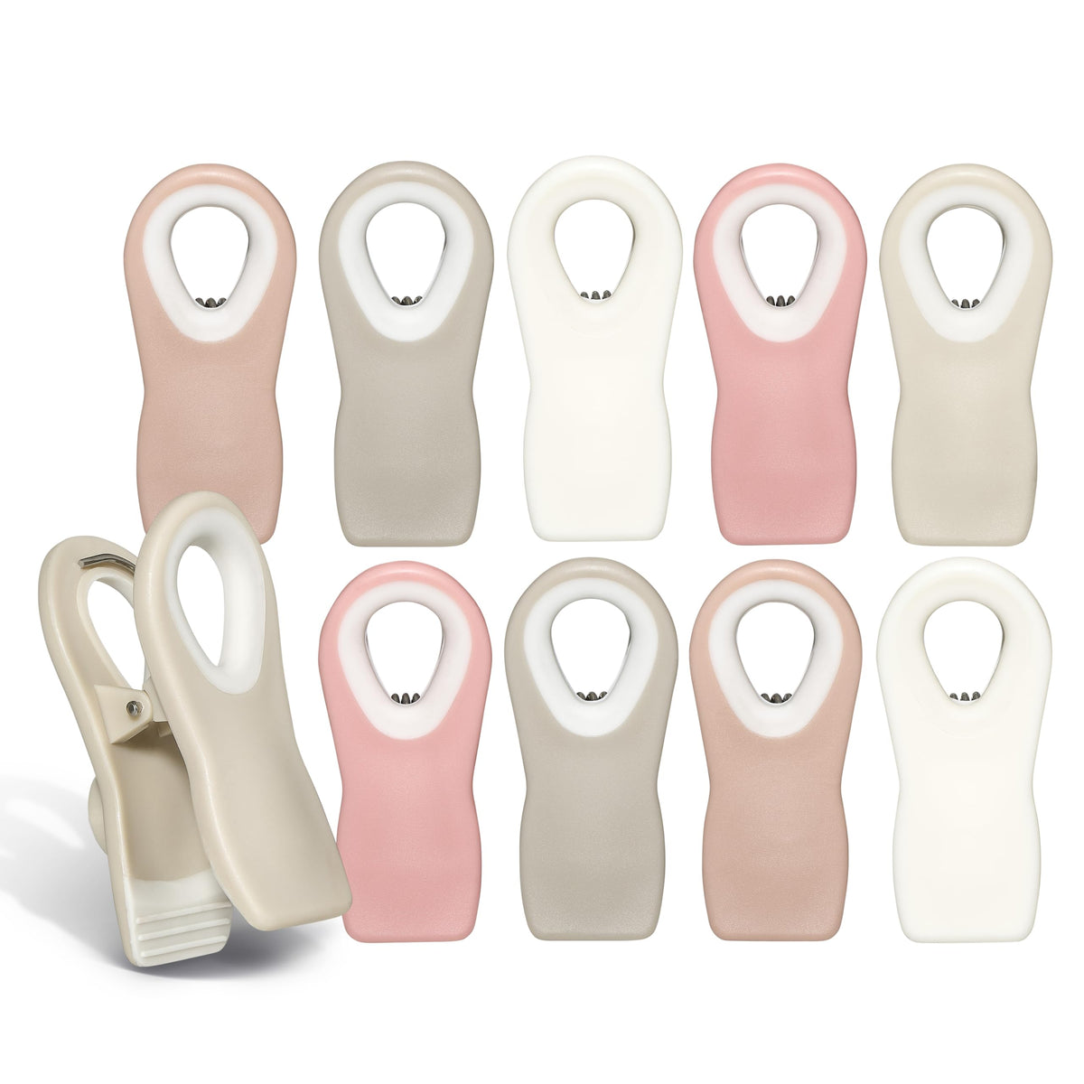COOK WITH COLOR Bag Clips with Magnet- Food, Chip, Bag Clips for Food Storage with Airtight Seal Grip for Bread, Snack and Food Bags (White, Pack of 10)