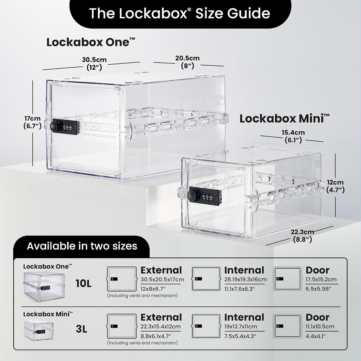 Lockabox One™ 10L Lockable Storage Box and Lock Box with Code (Crystal)