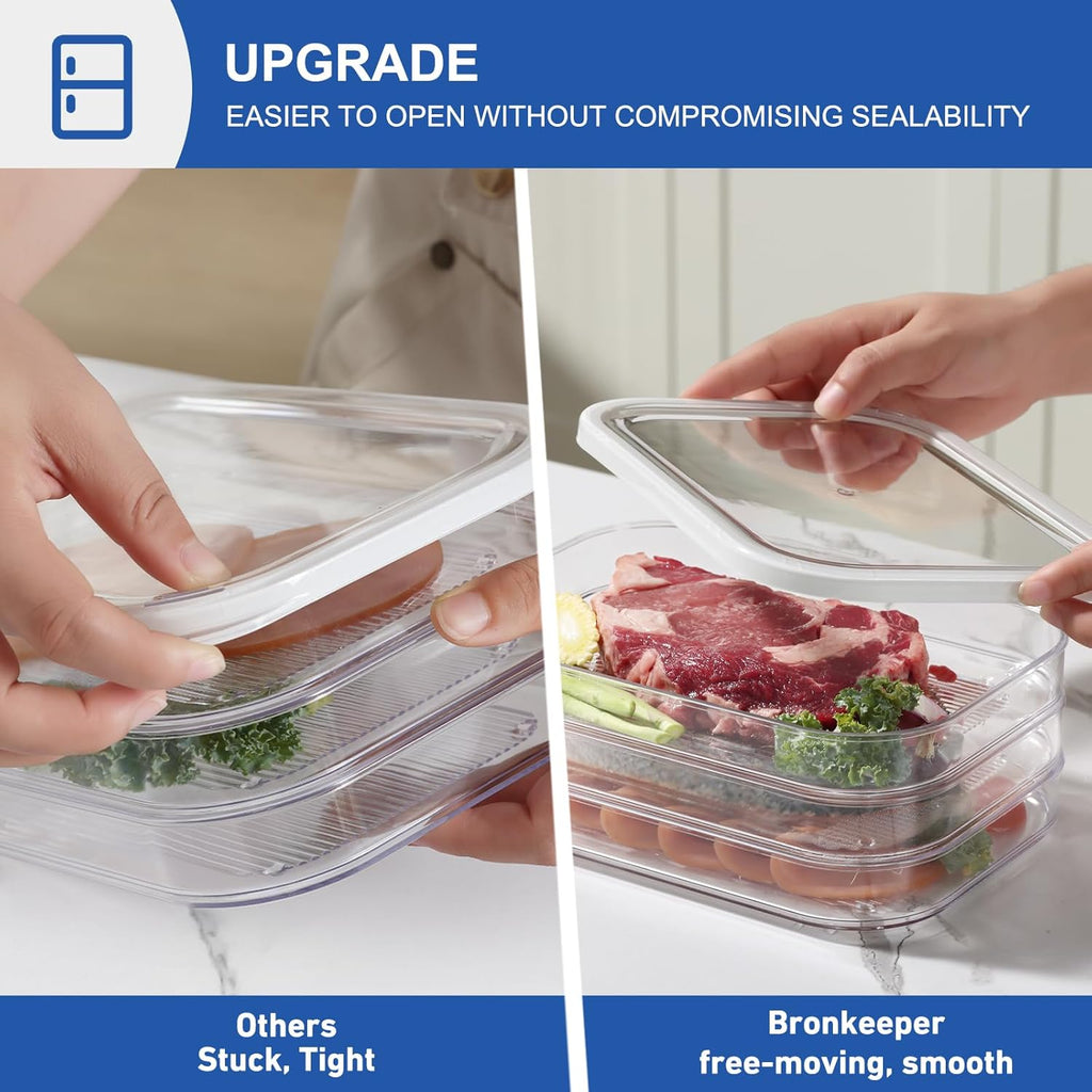 Stackable Deli Meat Storage Container with Lids for Fridge