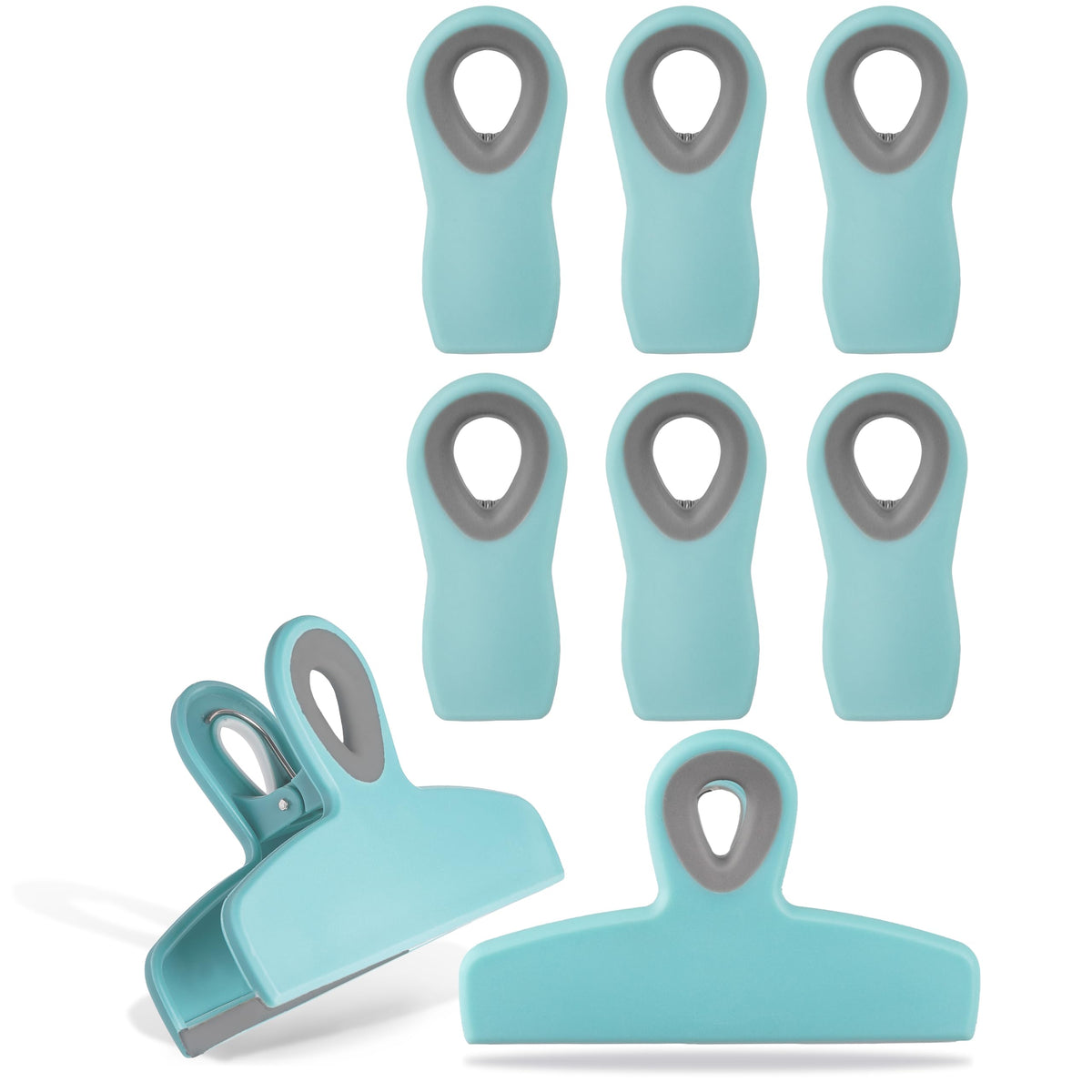 COOK WITH COLOR Bag Clips - Heavy Duty Chip Clip and Refrigerator Magnet Clips for Food Storage with Air Tight Seal Grip, Black, Pack of 4 Large Clips