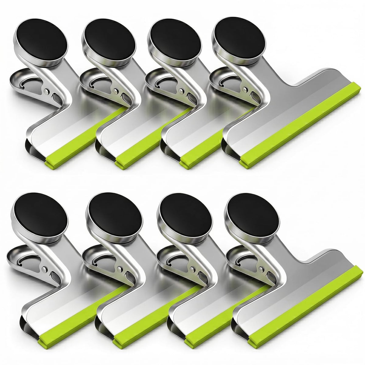 HOUSE AGAIN Magnetic Chip Clips, Stainless Steel Chip Bag Clips with Strong Magnet and Silicone Cover, Heavy Duty Food Bag Clips for Kitchen Storage, 8 Pack Color Coded, 3 Inch