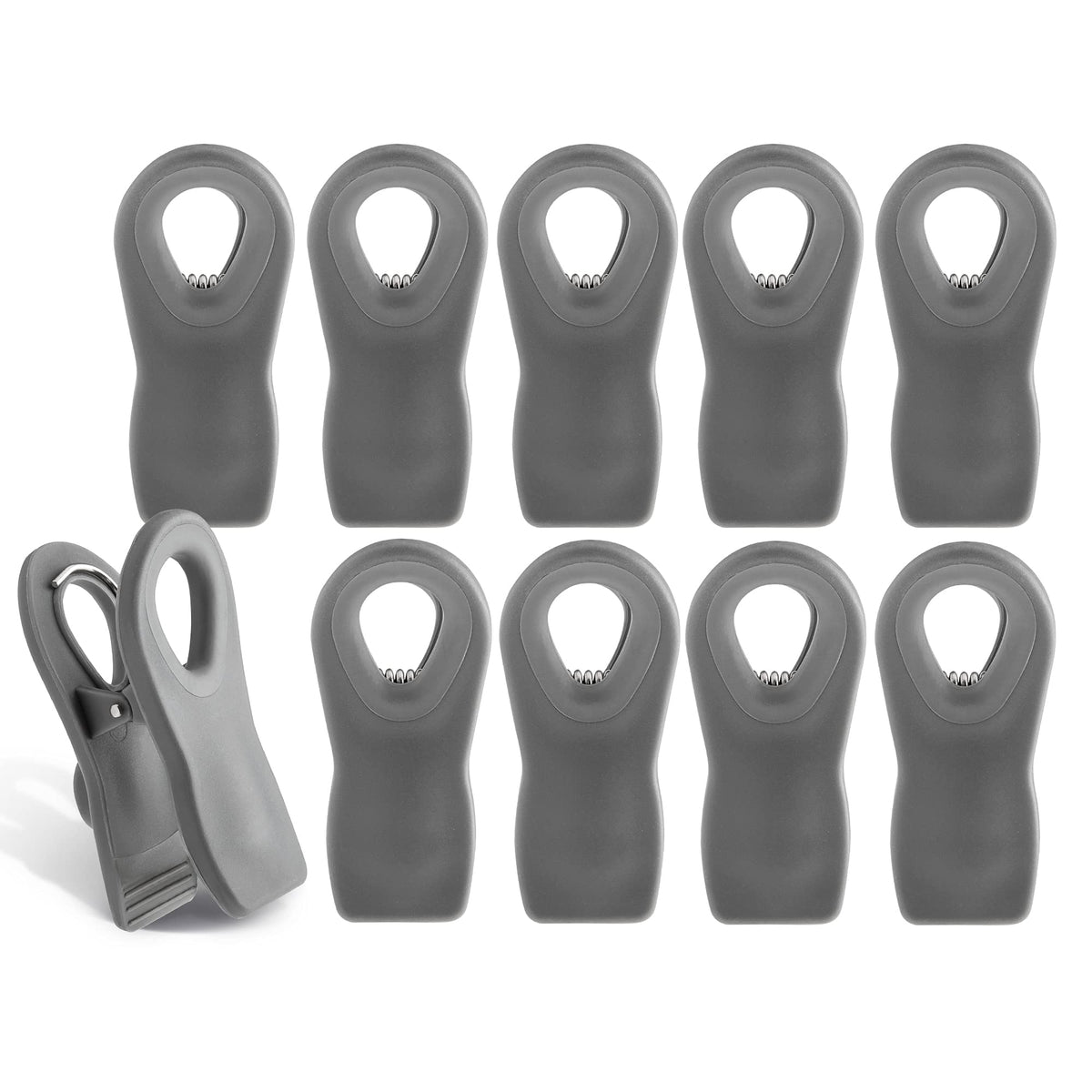 COOK WITH COLOR Bag Clips with Magnet- Food, Chip, Bag Clips for Food Storage with Airtight Seal Grip for Bread, Snack and Food Bags (White, Pack of 10)