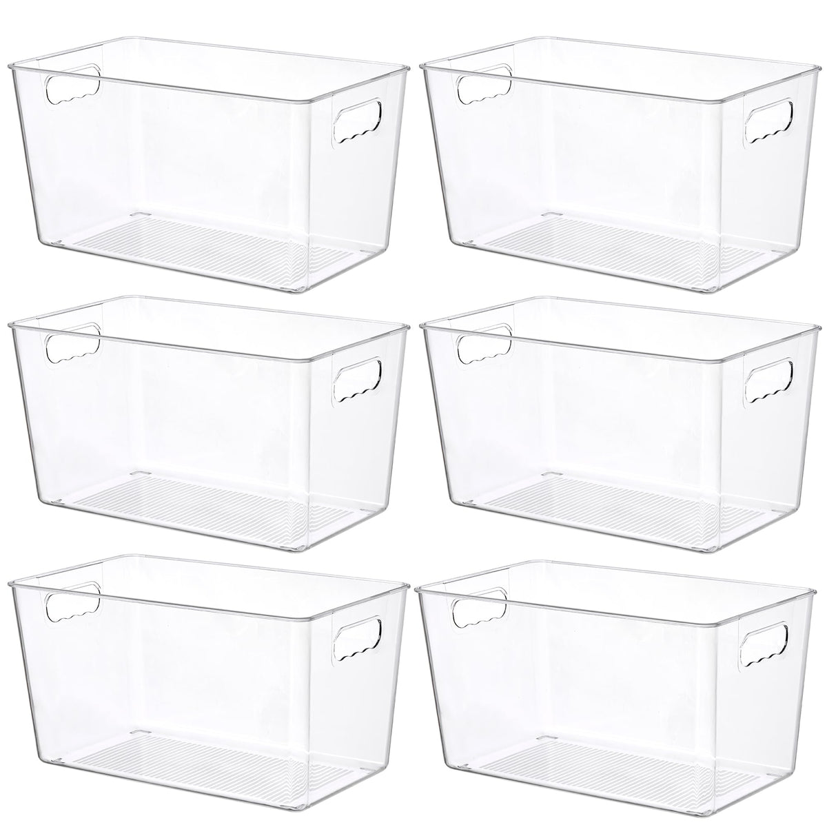 Vtopmart 6 Pack Clear Storage Bins, Pantry Storage Bins with Handle, Small