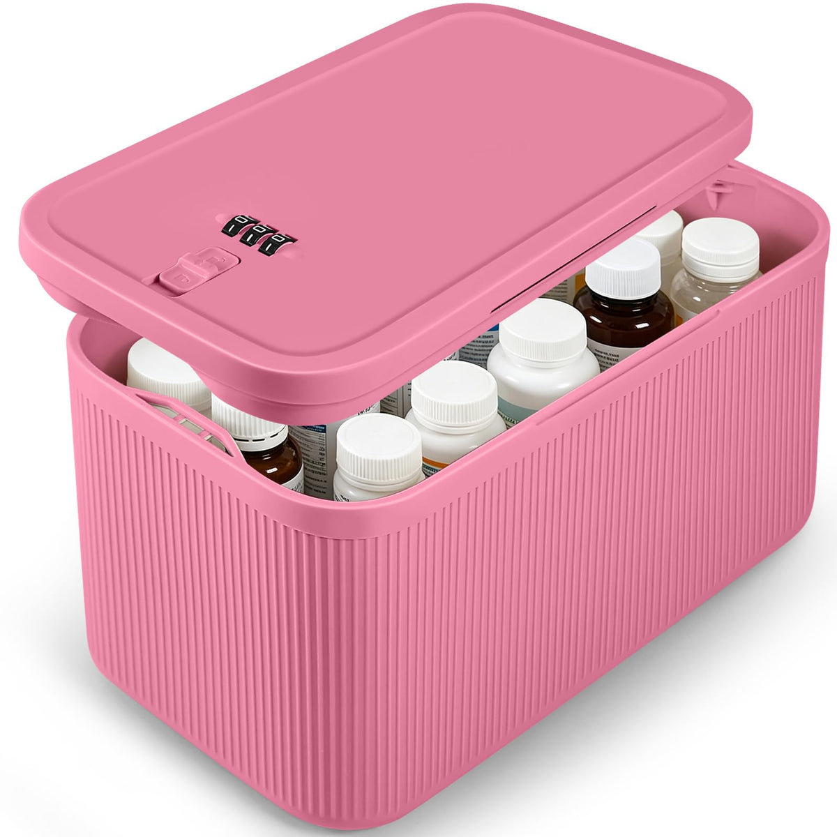 Upgraded Taller Size Medicine Lock Box,Lockable Storage Box with Combination Code for Medication Safe,Lock Box for Pills/Snack/Ipad Mini,Locked Container for Home/Office 9.4X5.15X5.7inch Medium