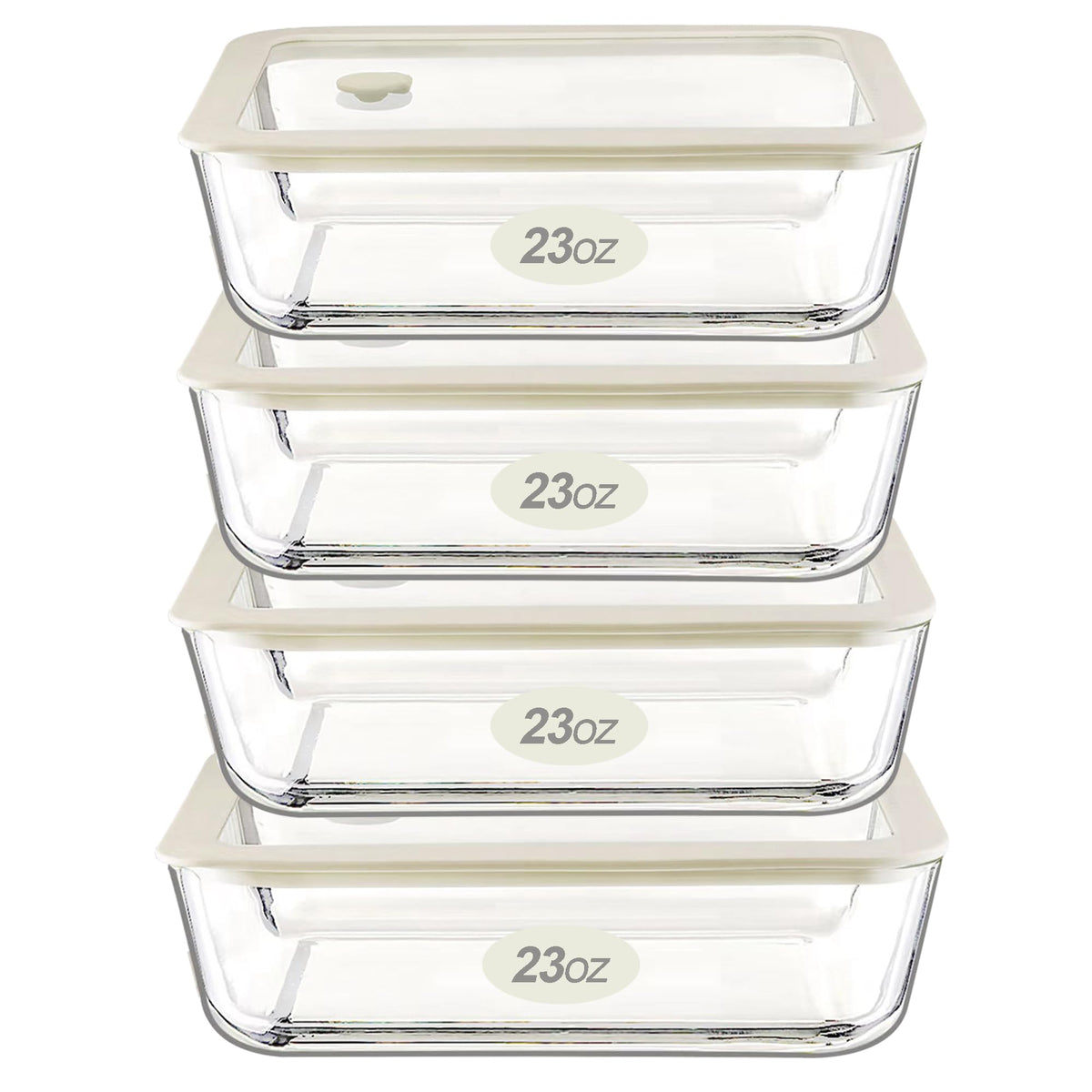 Urban Green Glass Food Container Set with Glass Lid, Large Meal Prep Container Set, Airtight Food Storage Containers with Air Vent Lid, 2 Pack, Large, 87oz, LeakProof, 100% Plastic Free, White color,