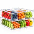 ZIJUND 14 Pack Fridge Organizer Bins with Lids, Stackable Clear Storage