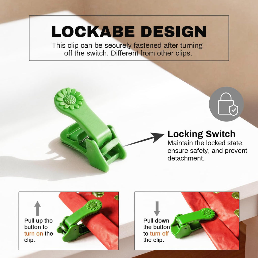 10 Pack Lockable Tight Clips, Thick Plastic Clip for Food Bags Sealing Storage, Heavy Duty Tight Strong Grip Clothes Pins for Chips, Snack, Kitchen, Sewing, Fabric, Socks, Blankets, ect