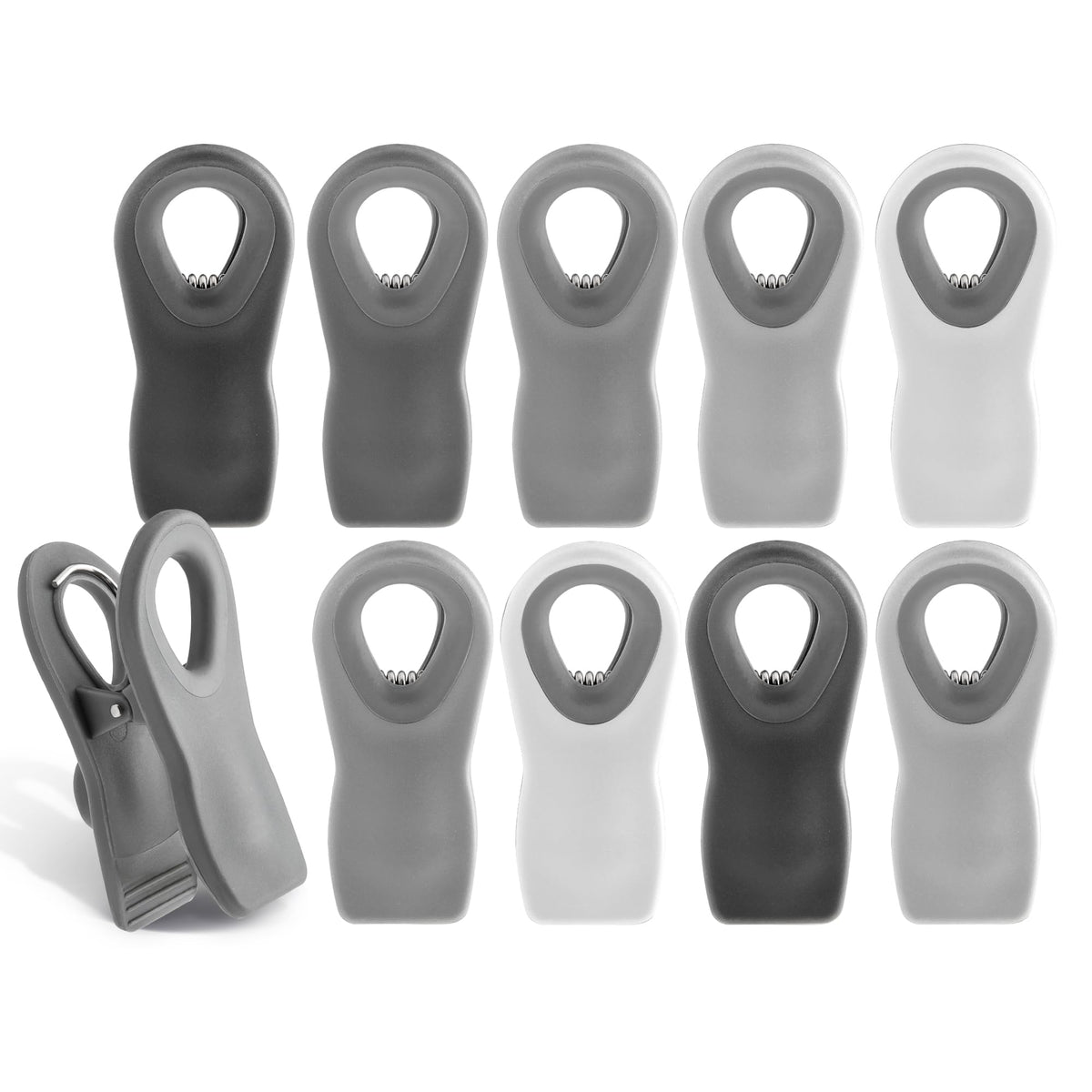 COOK WITH COLOR Bag Clips with Magnet- Food, Chip, Bag Clips for Food Storage with Airtight Seal Grip for Bread, Snack and Food Bags (White, Pack of 10)