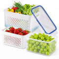 3pcs 4 in 1 Fruit Storage Containers for Fridge with Removable Colanders