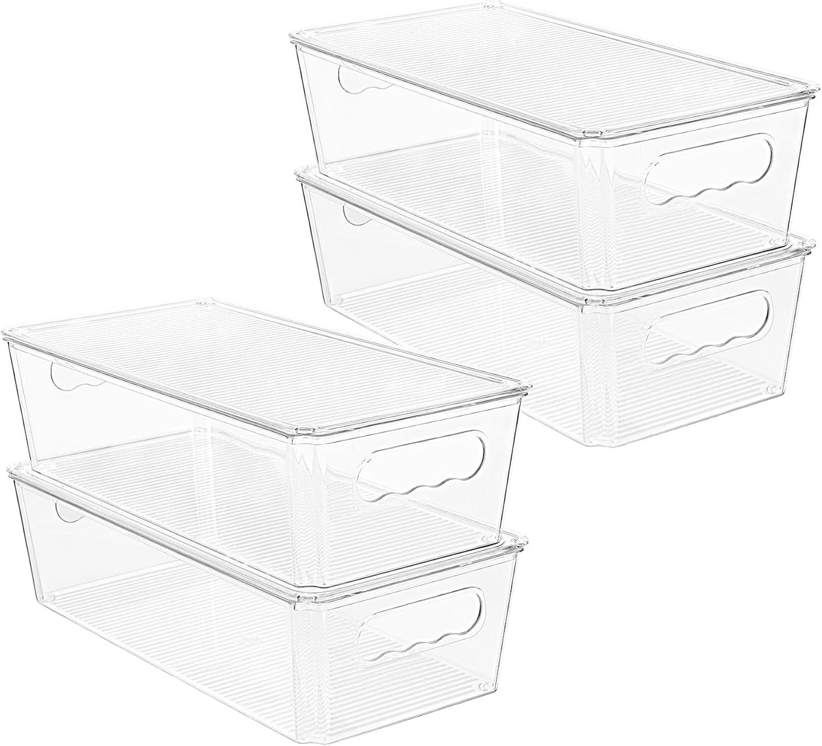 Vtopmart 4pcs Clear Stackable Storage Bins with Lids