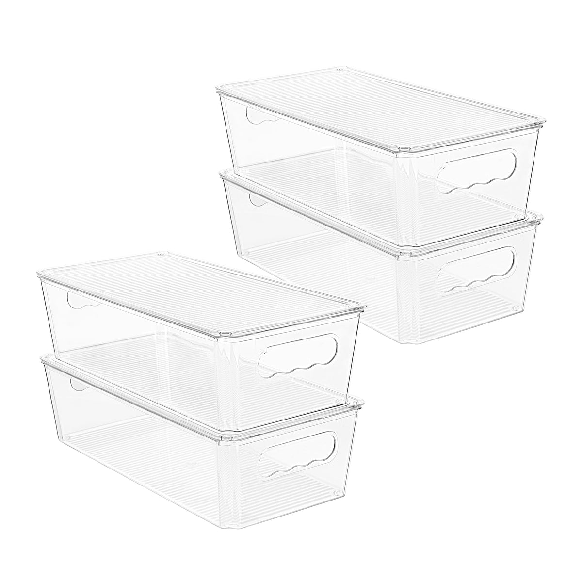 Vtopmart 4pcs Clear Stackable Storage Bins with Lids