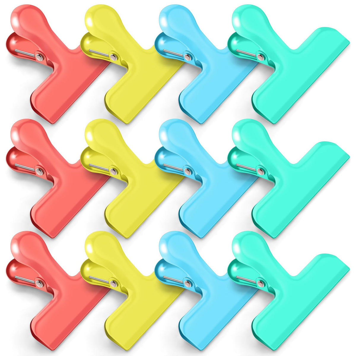 12 Pack Chip Clips, Stainless Steel Chip Bag Clips & Food Clip, Heavy Duty Bag Clip for Food Storage, Perfect for Kitchen Office Usage (Gold)