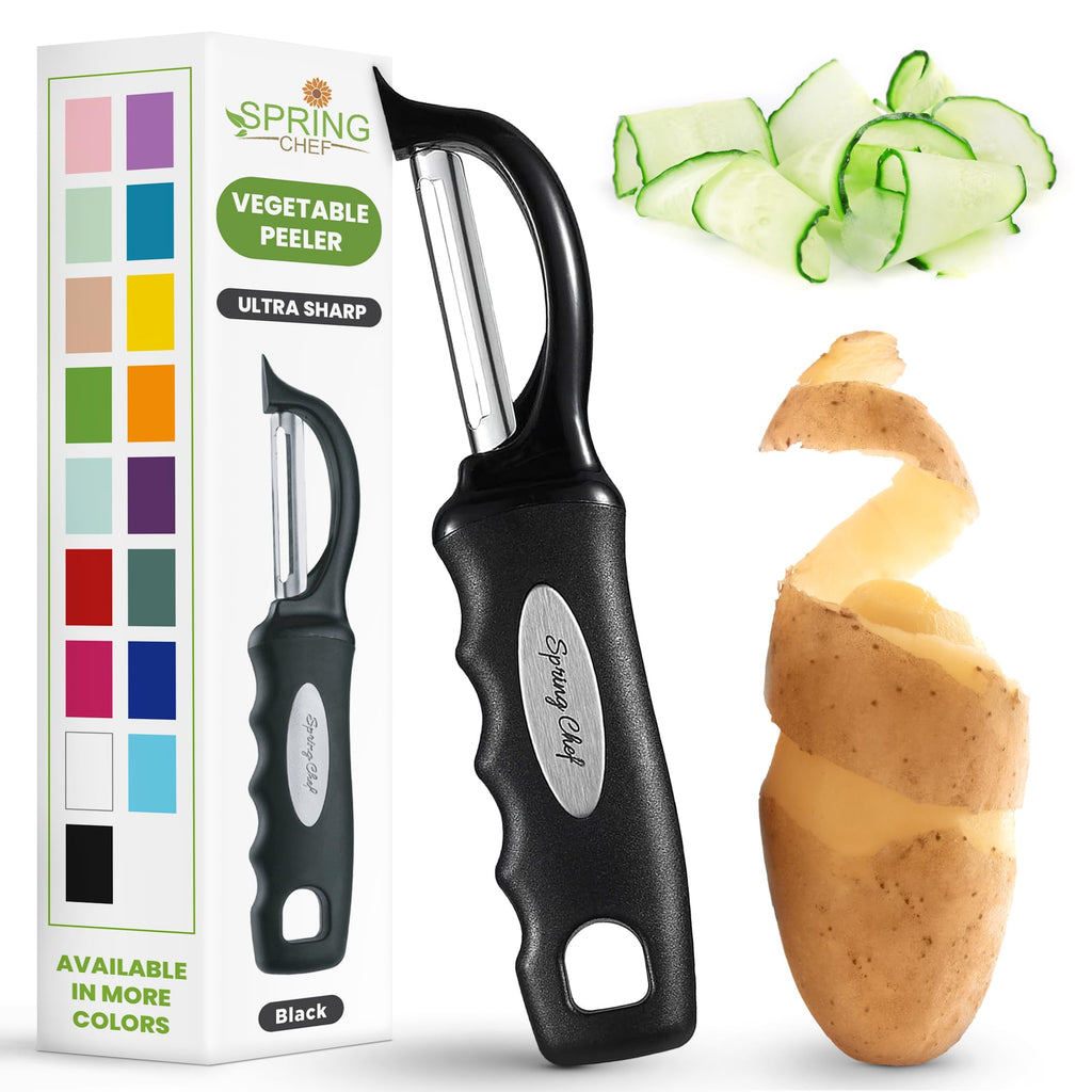 Spring Chef Swivel Potato Peeler for Kitchen with Ergonomic Handle, White