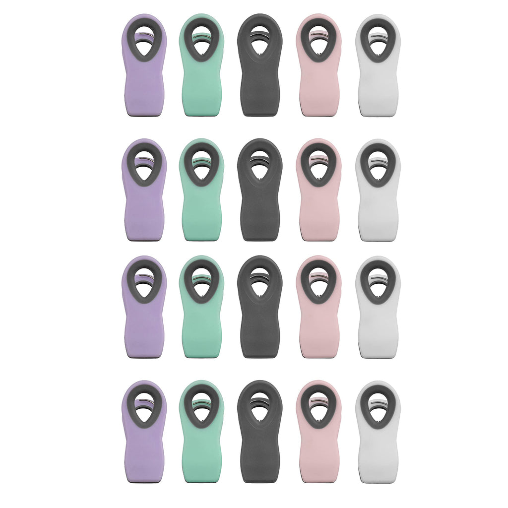 COOK WITH COLOR Bag Clips with Magnet- Food, Chip, Bag for Food Storage with Airtight Seal Grip for Bread Bags, Snack and Food (Beige and Pink, Pack of 10)