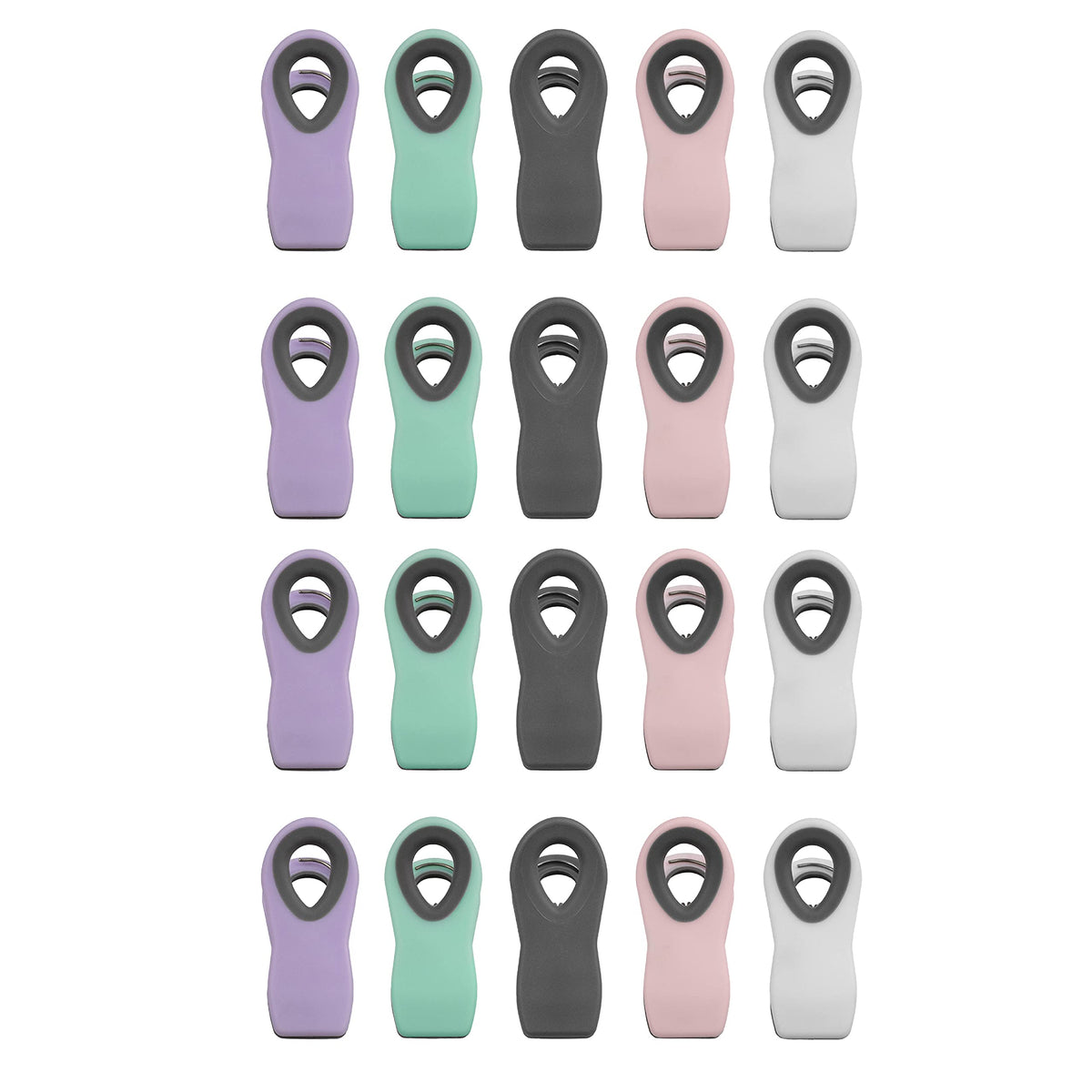 COOK WITH COLOR Bag Clips with Magnet- Food, Chip, Bag for Food Storage with Airtight Seal Grip for Bread Bags, Snack and Food (Beige and Pink, Pack of 10)
