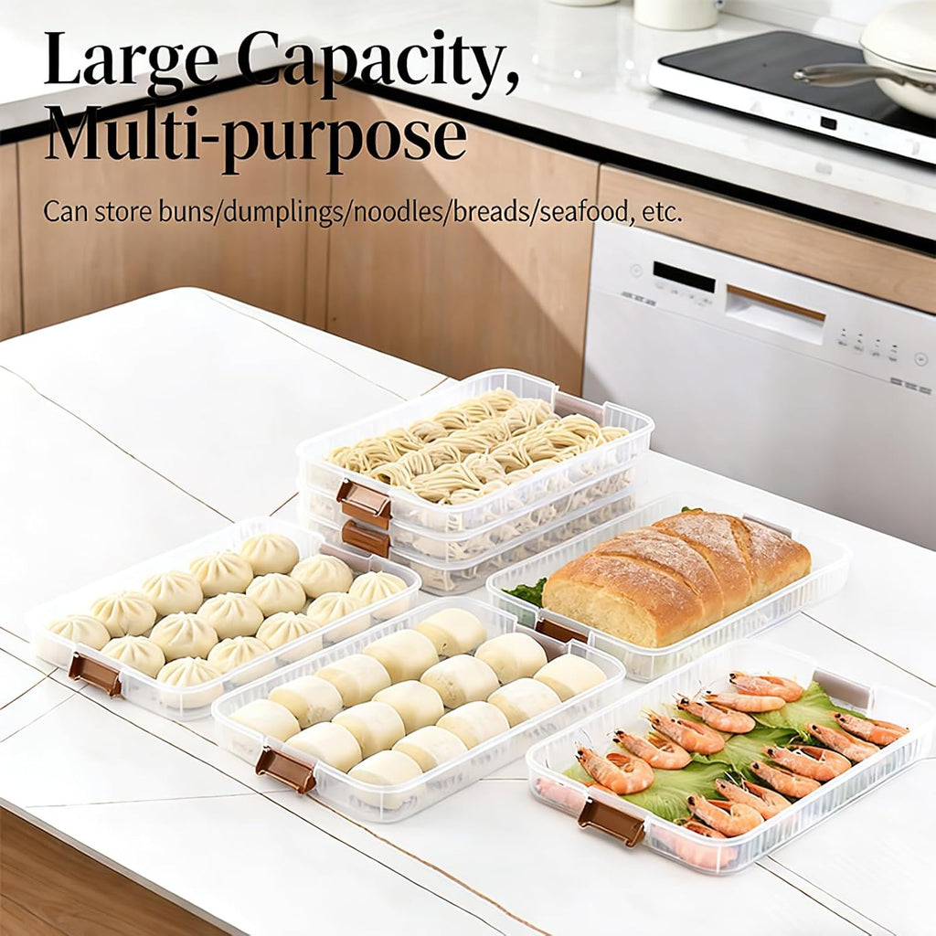Refrigerator storage box, 5-layer sealed dumpling freezer box, kitchen food grade refrigerator, food dumpling preservation box, multifunctional classification storage organizer (Green-5 layer)