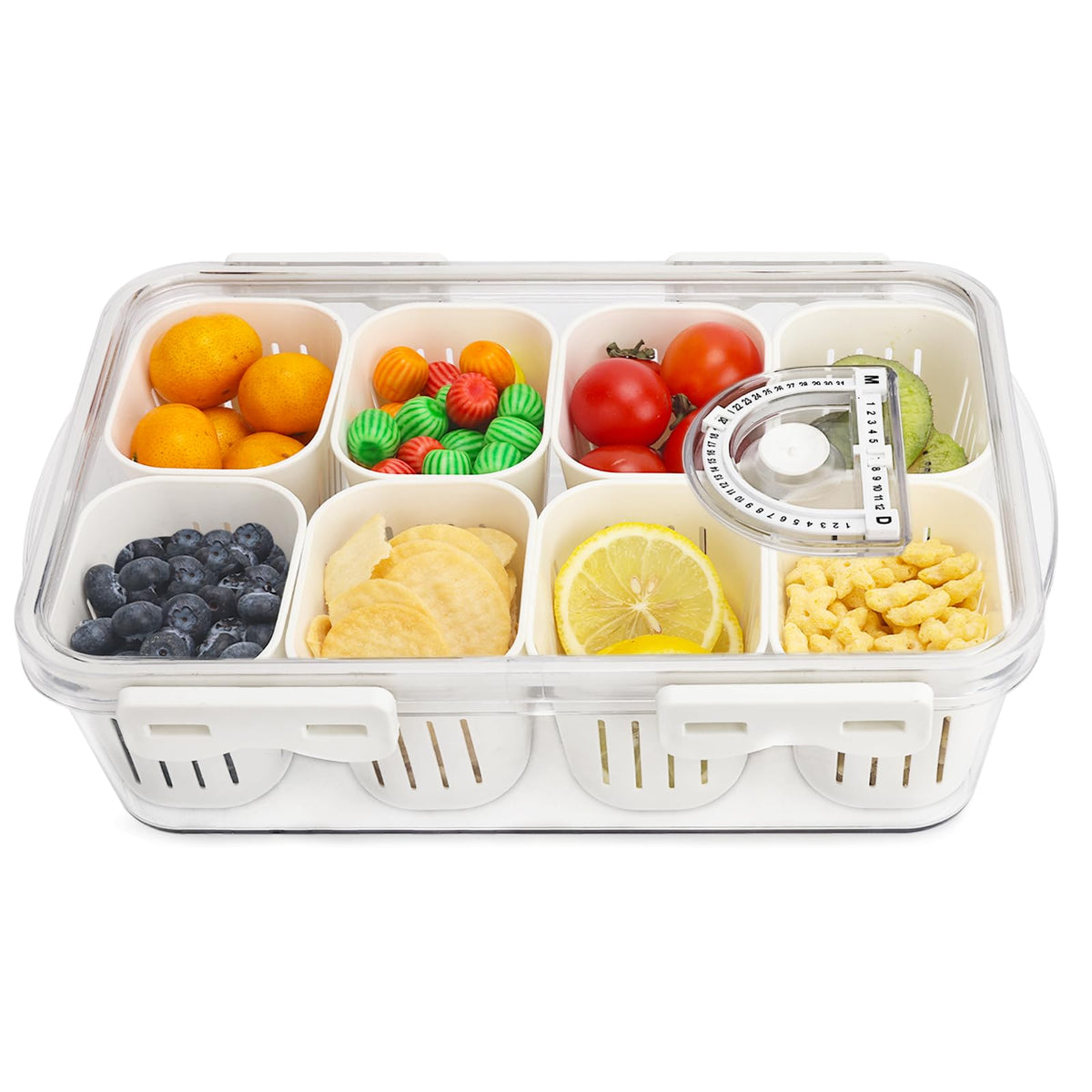 Salad Bar Containers for Fridge with Lid Handle, Fruit Storage Veggie Tray