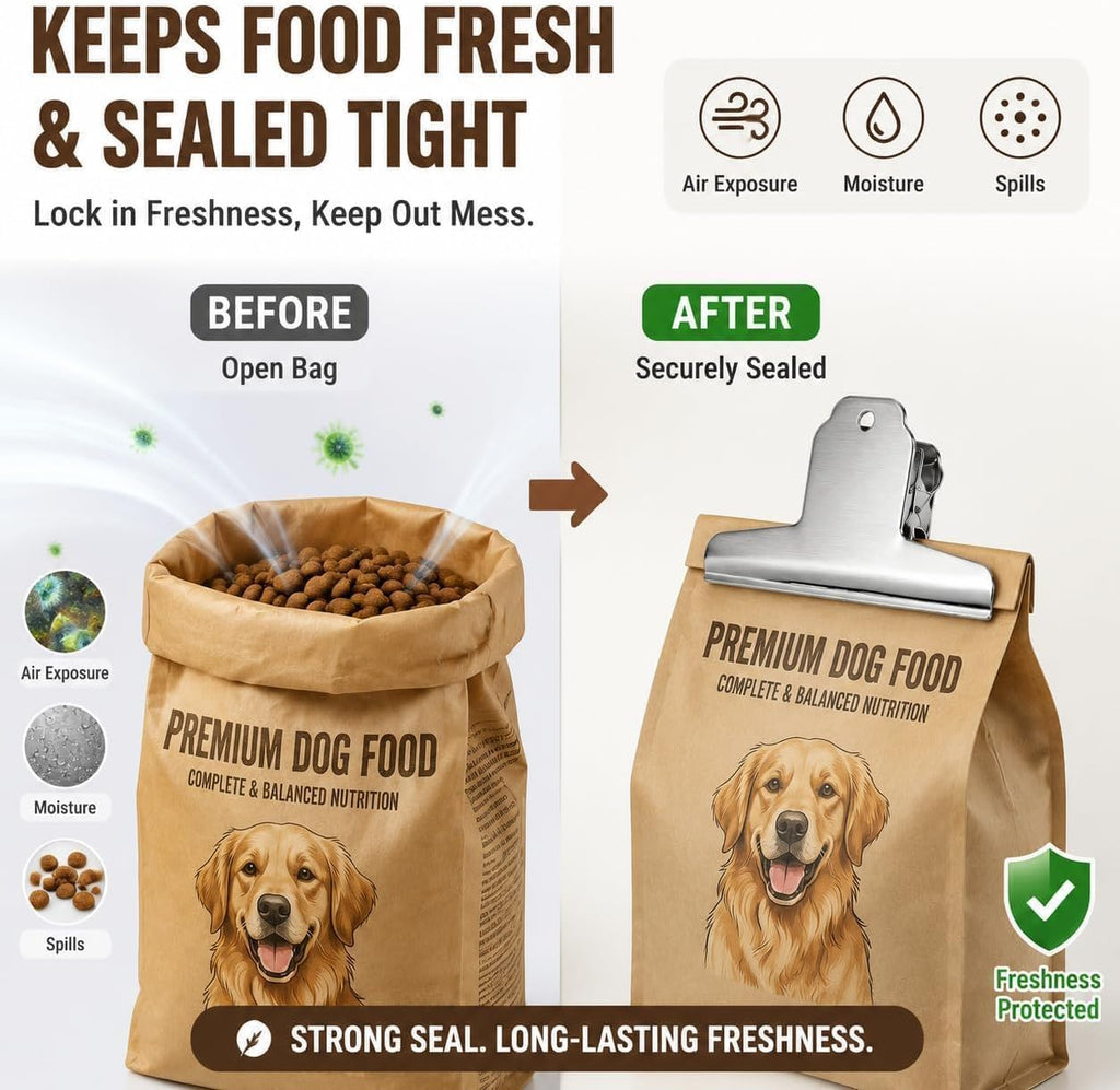 14.5cm Dog Food Bag Clips Heavy Duty, Keeps Food Bags Sealed Tight