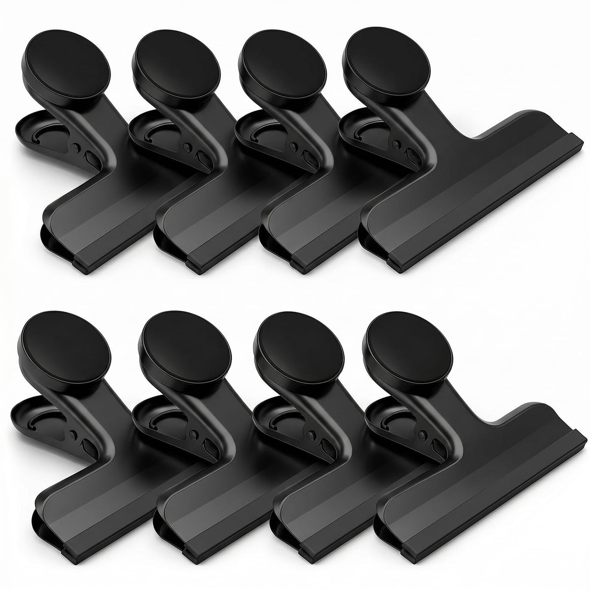 HOUSE AGAIN Magnetic Chip Clips, Stainless Steel Chip Bag Clips with Strong Magnet and Silicone Cover, Heavy Duty Food Bag Clips for Kitchen Storage, 8 Pack Color Coded, 3 Inch