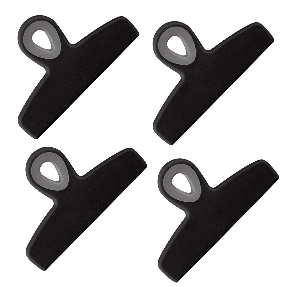 COOK WITH COLOR Bag Clips - Heavy Duty Chip Clip and Refrigerator Magnet Clips for Food Storage with Air Tight Seal Grip, Black, Pack of 4 Large Clips