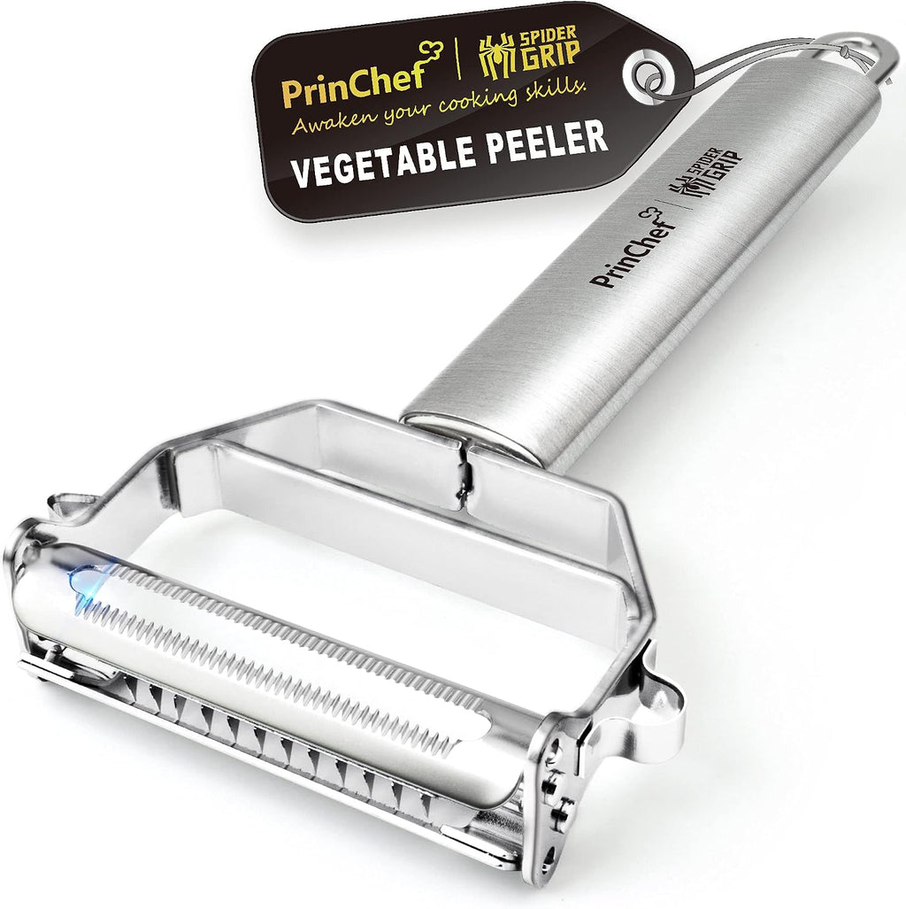 PrinChef Vegetable Peeler, 3 in 1 Versatile Y Potato Peeler for Kitchen| Ultra Sharp Julienne Peeler with Anti-Slip Handle | Stainless Steel No-Rust Veggie Peeler, Heavy Duty