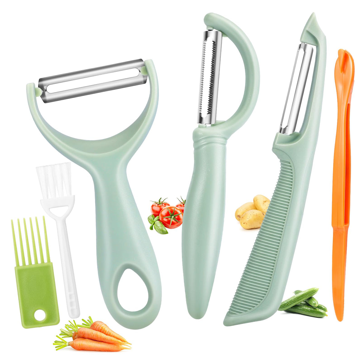 Senbowe Upgrade Potato Peeler for Kitchen, 6PCS Stainless Steel Vegetable Peeler, I and Y Veggie Food Peeler for Apple Fruit Carrot Zucchini Cucumber,Good Grip Makes Peeling Very Easy (Pink)
