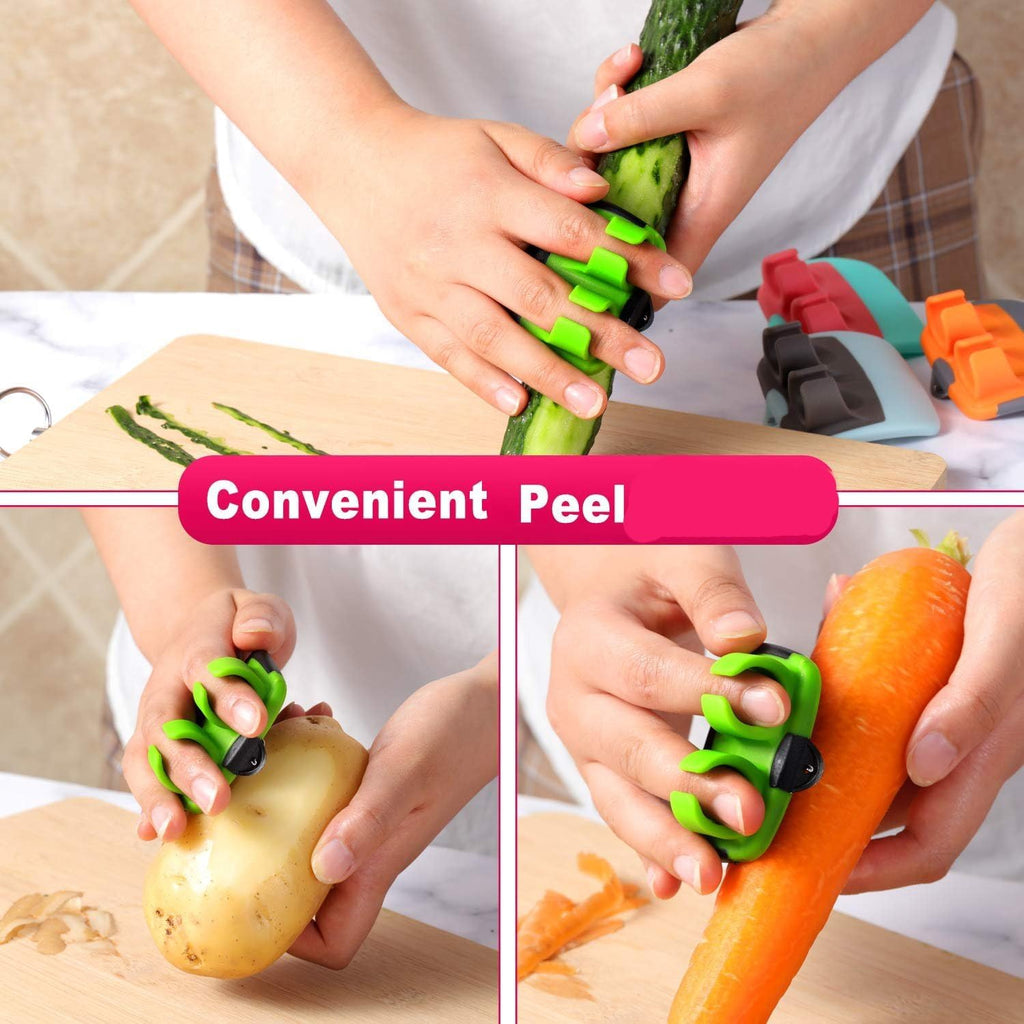 Mudder 4 Pack Finger Peeler Vegetable Fruit Potato Kitchen,Assorted Colors