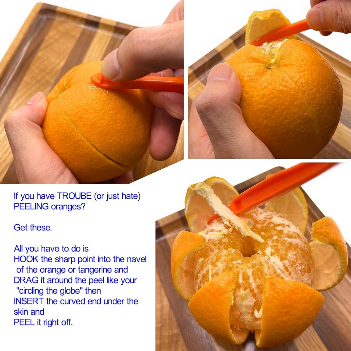 7 Orange Peeler Tools Plastic Citrus Fruit Peel Remover lemon Opener Cutter
