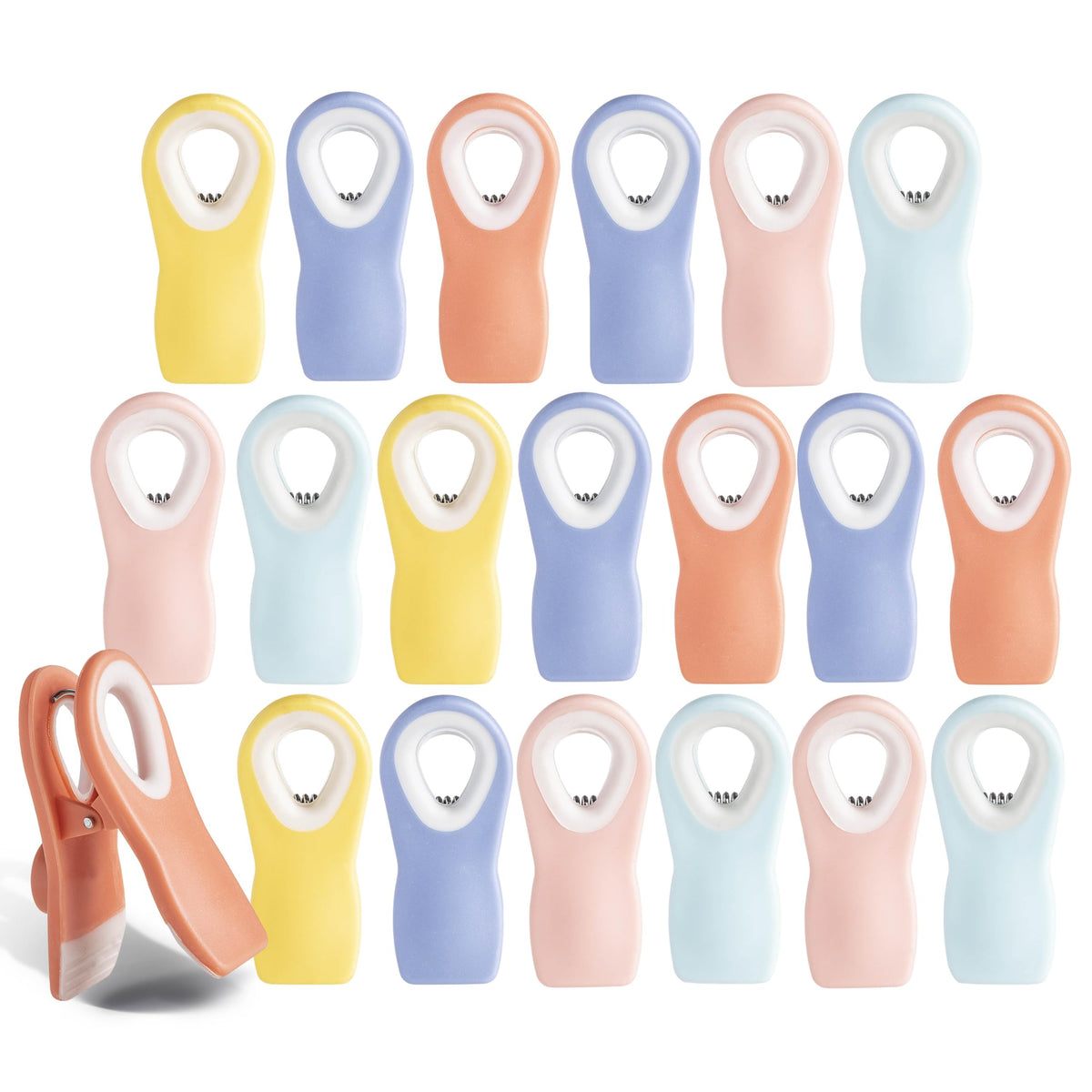 COOK WITH COLOR Bag Clips with Magnet- Food, Chip, Bag Clips for Food Storage with Airtight Seal Grip for Bread, Snack and Food Bags (White, Pack of 10)