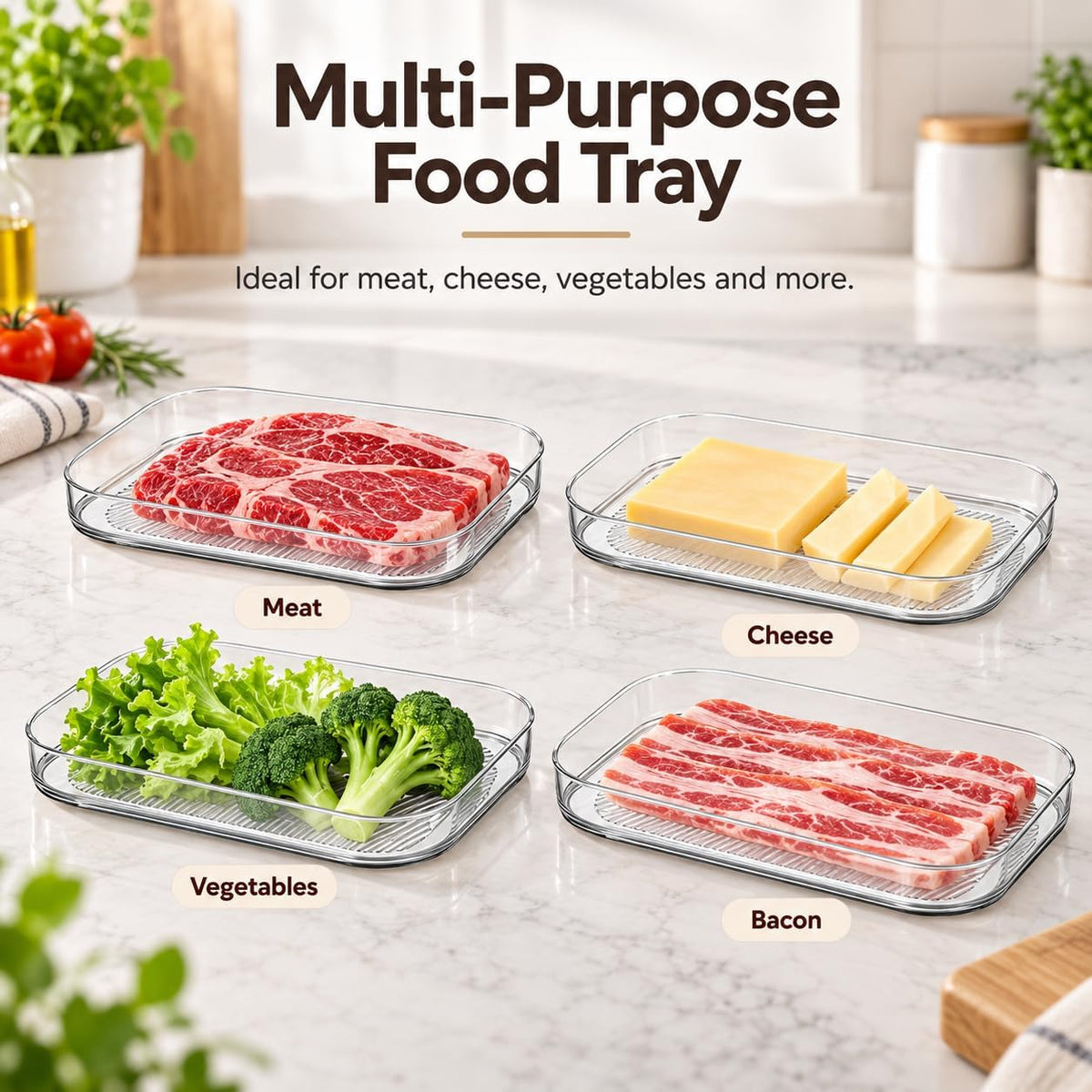 6 Pcs Deli Meat Container for Fridge with 2 Lids, Stackable Bacon & Cheese Storage Boxes for Lunch Meat, Cold Cuts, Cheese, Salami