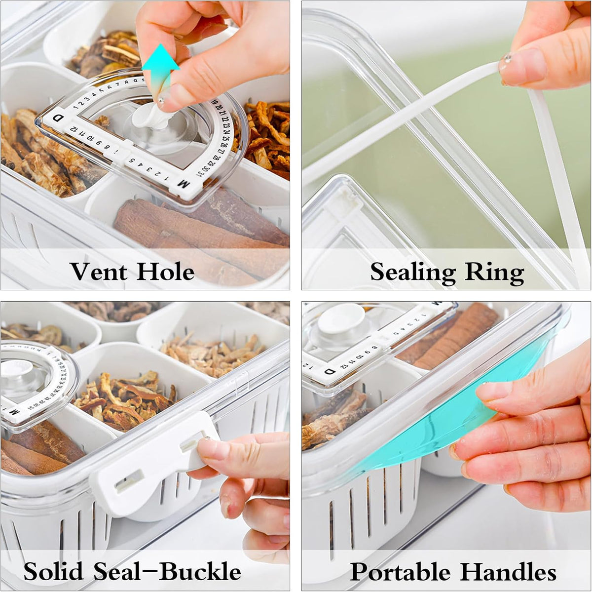 2Pack Divided Snackle Box Charcuterie Container Poratble Bacon Container for Refrigerator 3 Compartment Serving Veggie Tray with Lid Portable Travel Fruit Caddy for Cheese,Candy,Ham,Salad