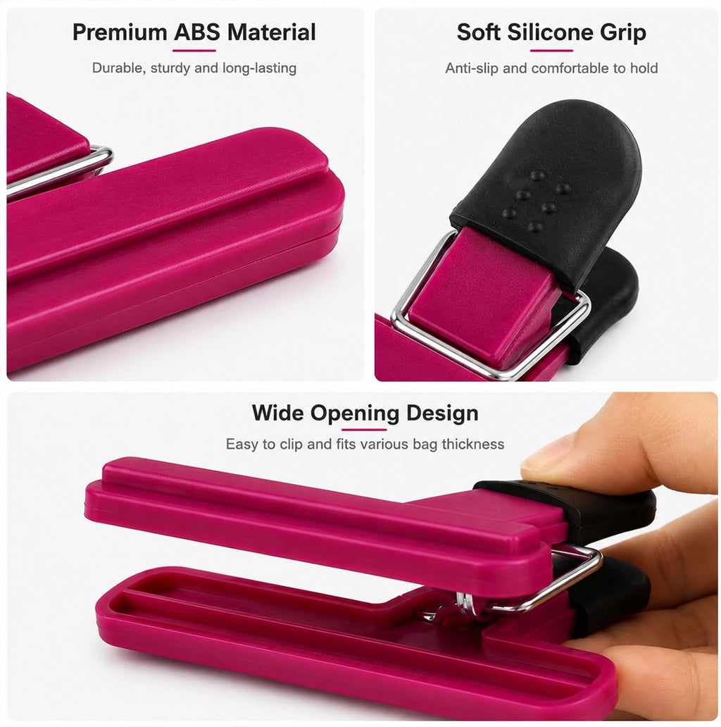 5 Pack Small Chip Bag Clips, Heavy Duty Food Storage Sealer with Strong Grip, Mini Snack Holder for Nuts, Candy, Coffee and Kitchen Storage, Reusable Plastic Clamp