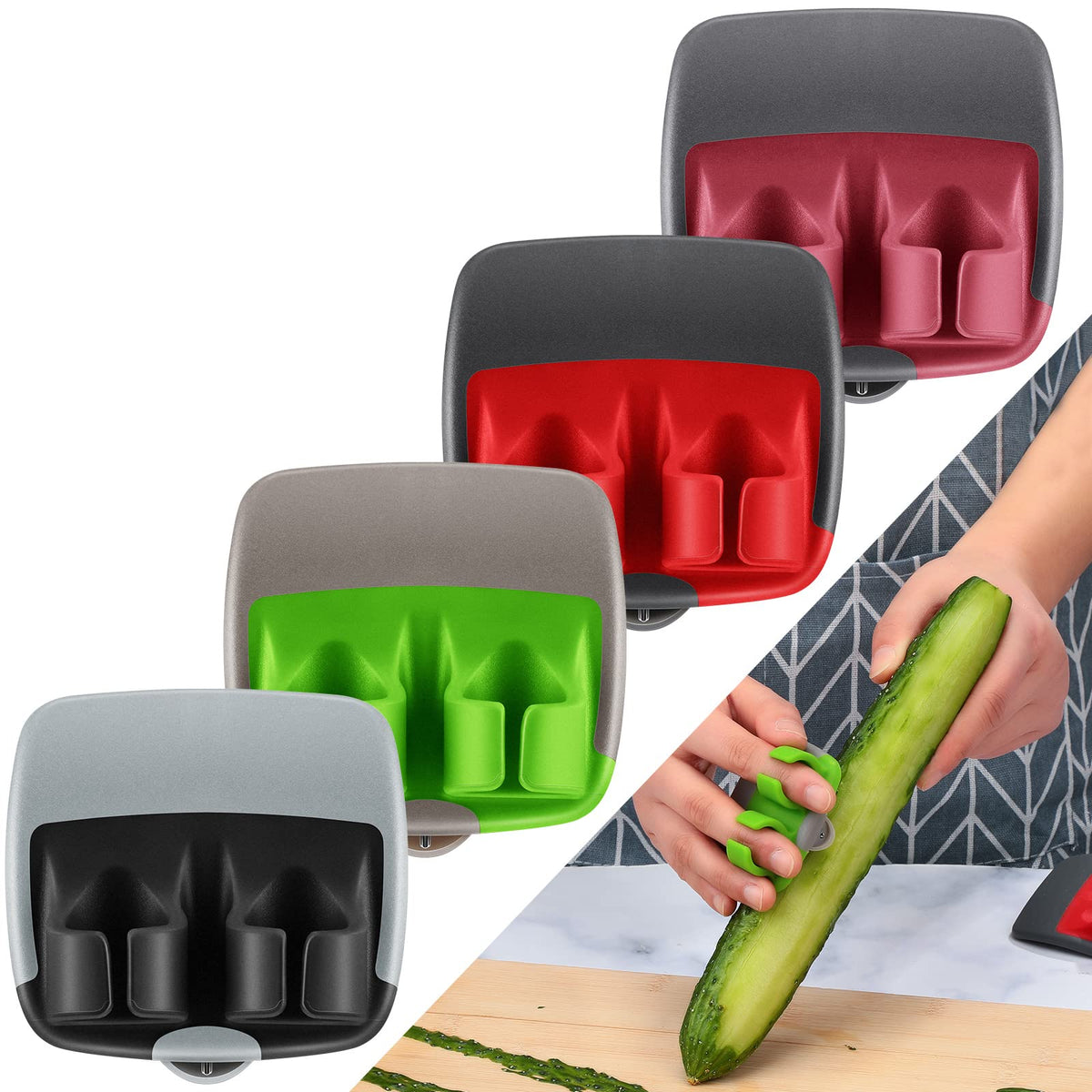 Mudder 4 Pack Finger Peeler Vegetable Fruit Potato Kitchen,Assorted Colors