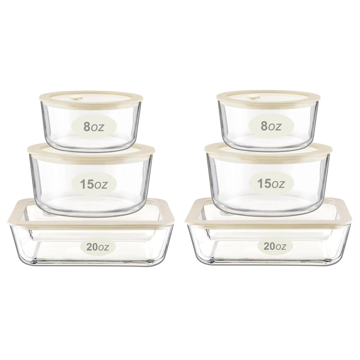 Urban Green Glass Food Container Set with Glass Lid, Large Meal Prep Container Set, Airtight Food Storage Containers with Air Vent Lid, 2 Pack, Large, 87oz, LeakProof, 100% Plastic Free, White color,