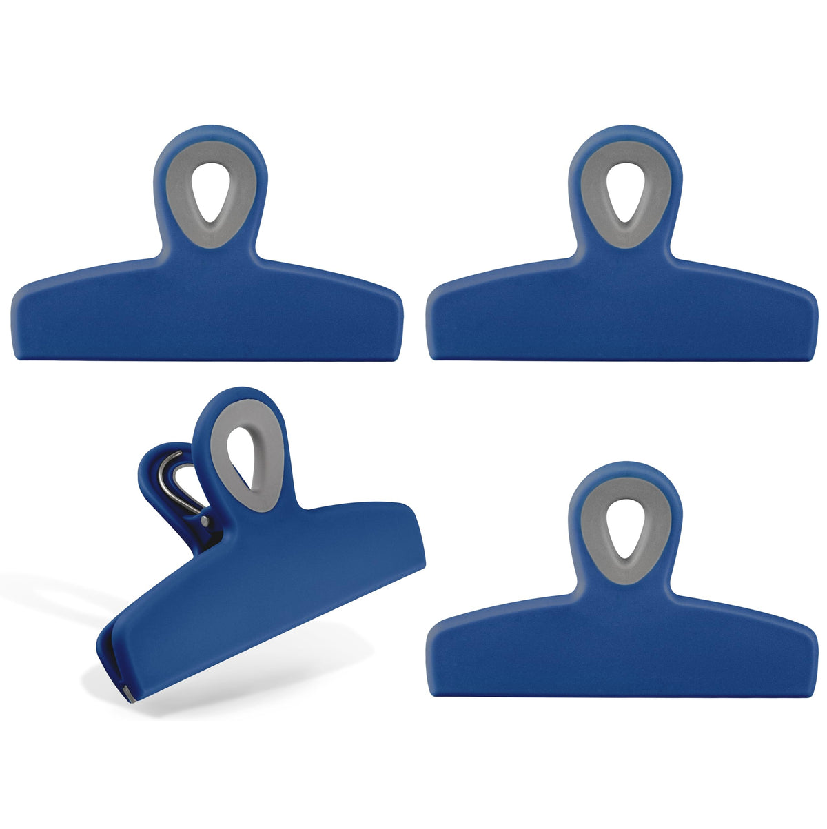 COOK WITH COLOR Bag Clips - Heavy Duty Chip Clip and Refrigerator Magnet Clips for Food Storage with Air Tight Seal Grip, Black, Pack of 4 Large Clips
